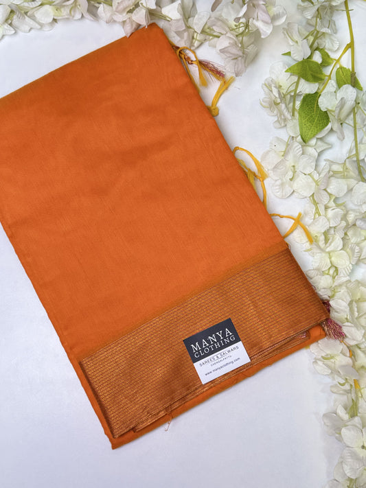 Orange Cotton Saree