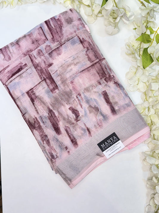 Pastel Pink Linen Cotton Saree