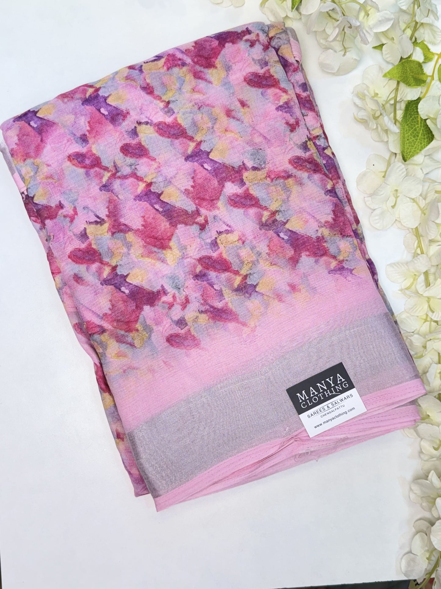 Light Pink Linen Cotton Saree