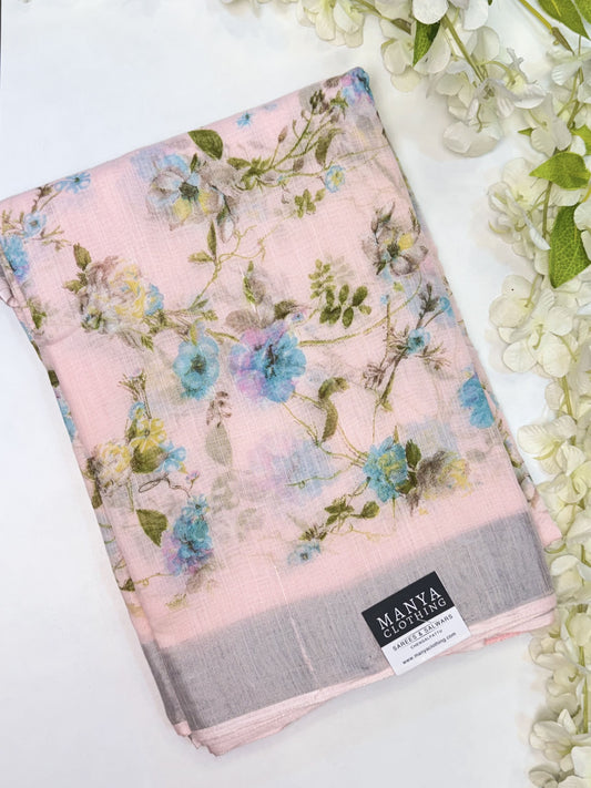 Light Pink Linen Cotton Saree