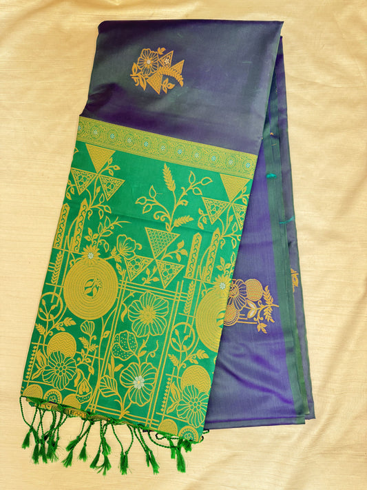 Peacock Blue Soft Silk Saree