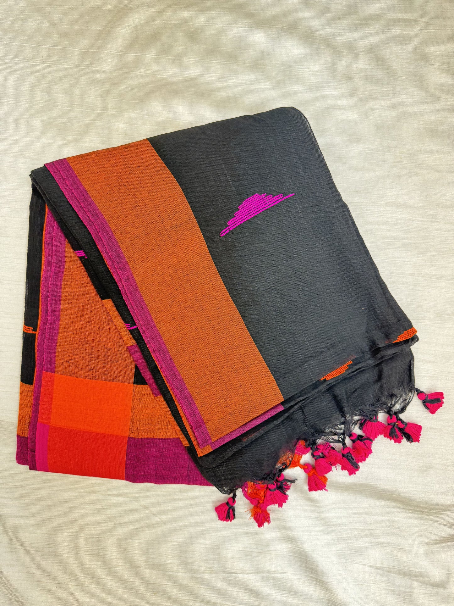 Black Pure Cotton Saree