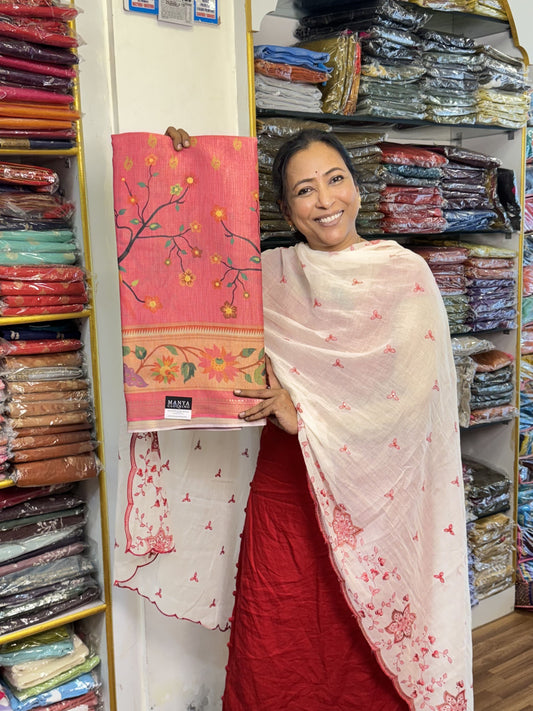 Peach Georgette Saree