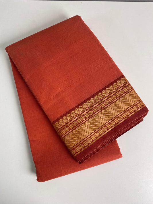 Orange Cotton Saree