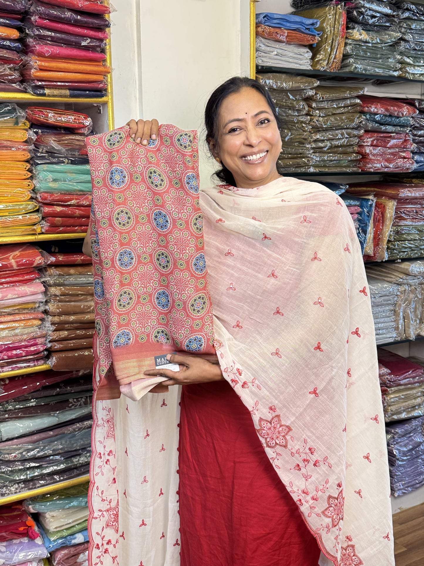 Dark Peach Georgette Saree