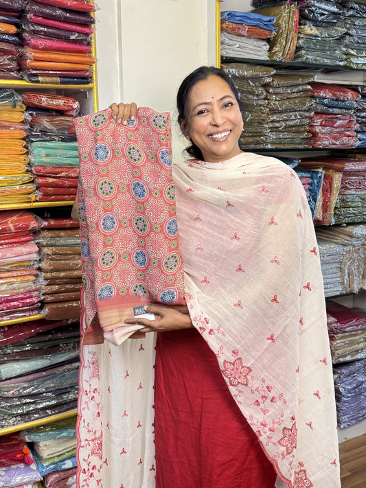 Dark Peach Georgette Saree