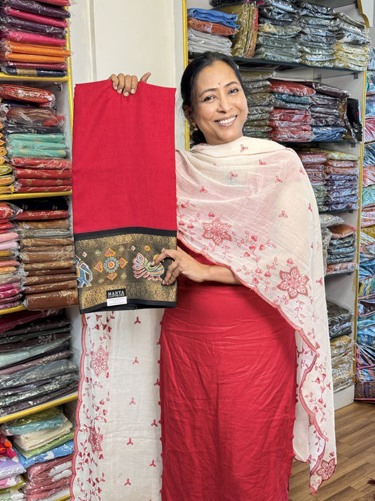 Tomato Red Georgette Saree