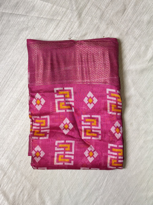 Pink Semi Cotton Saree