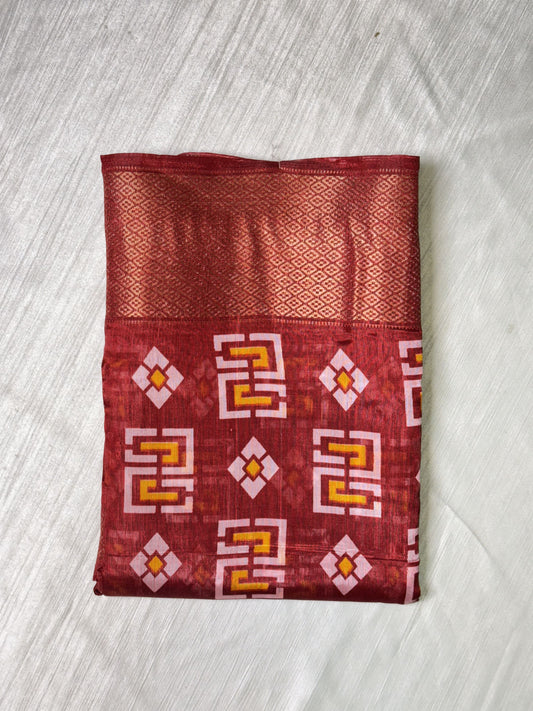 Meroon Semi Cotton Saree