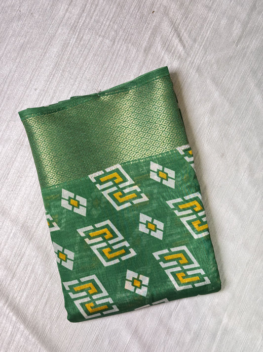 Green Semi Cotton Saree