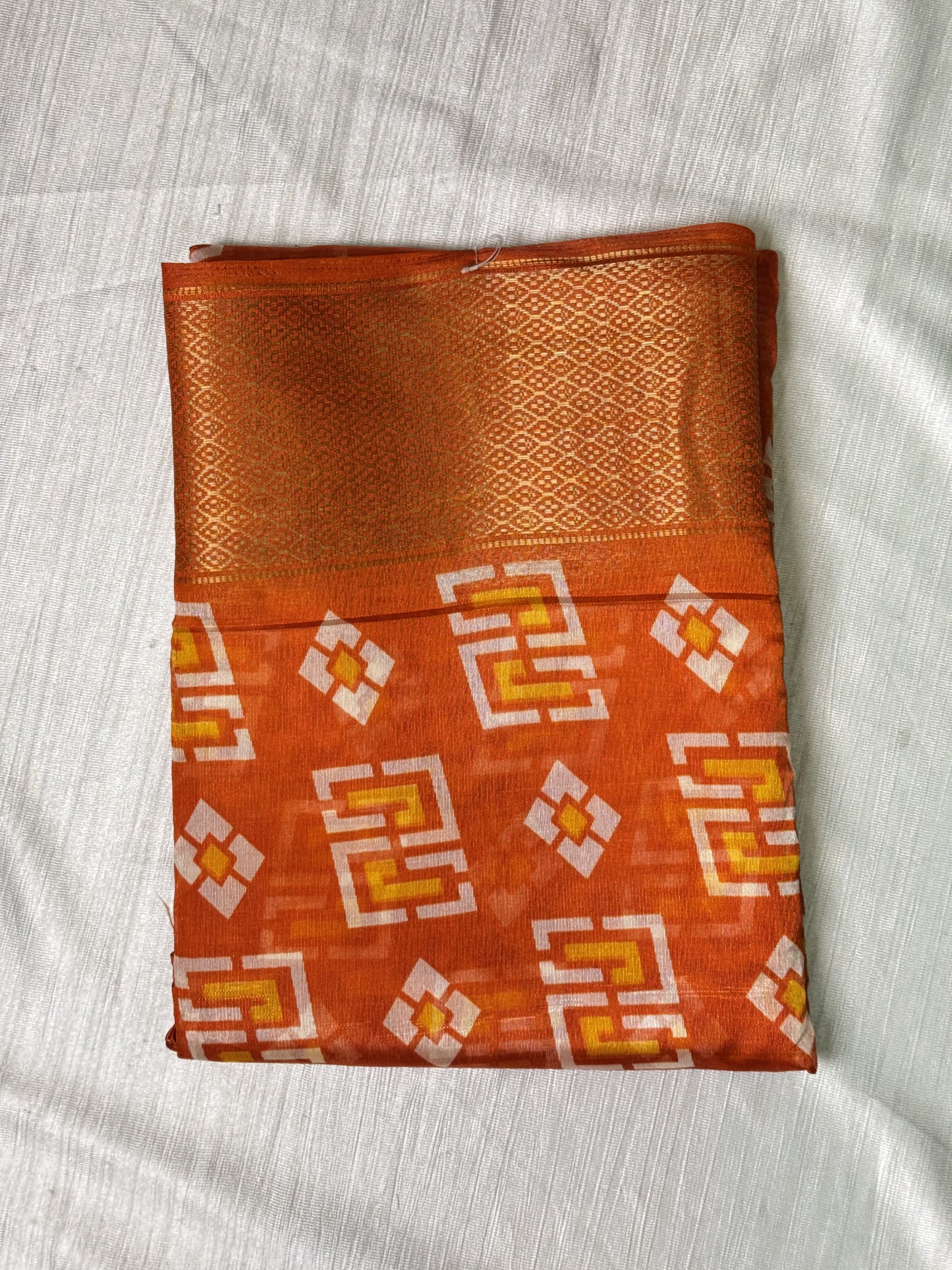 Orange Semi Cotton Saree