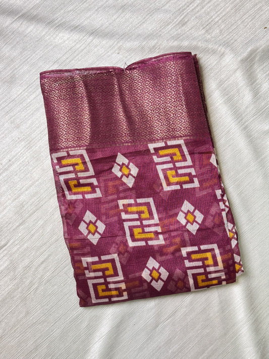 Purple Semi Cotton Saree