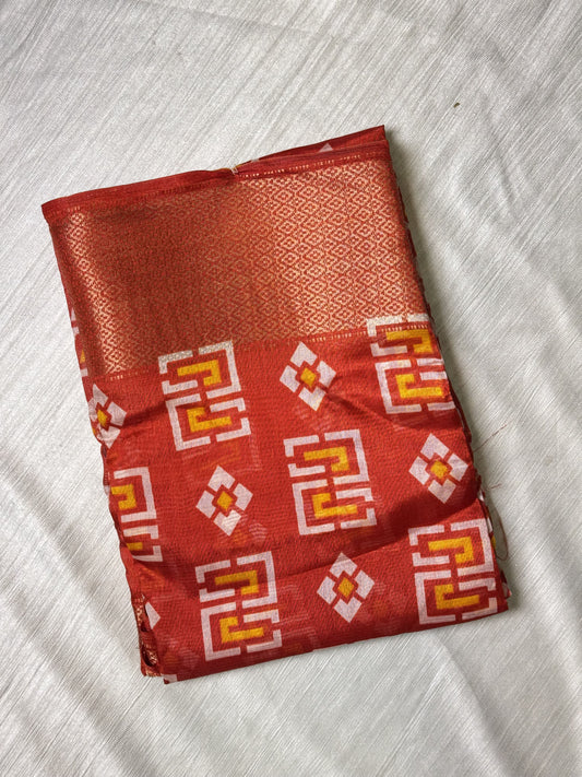 Red Semi Cotton Saree