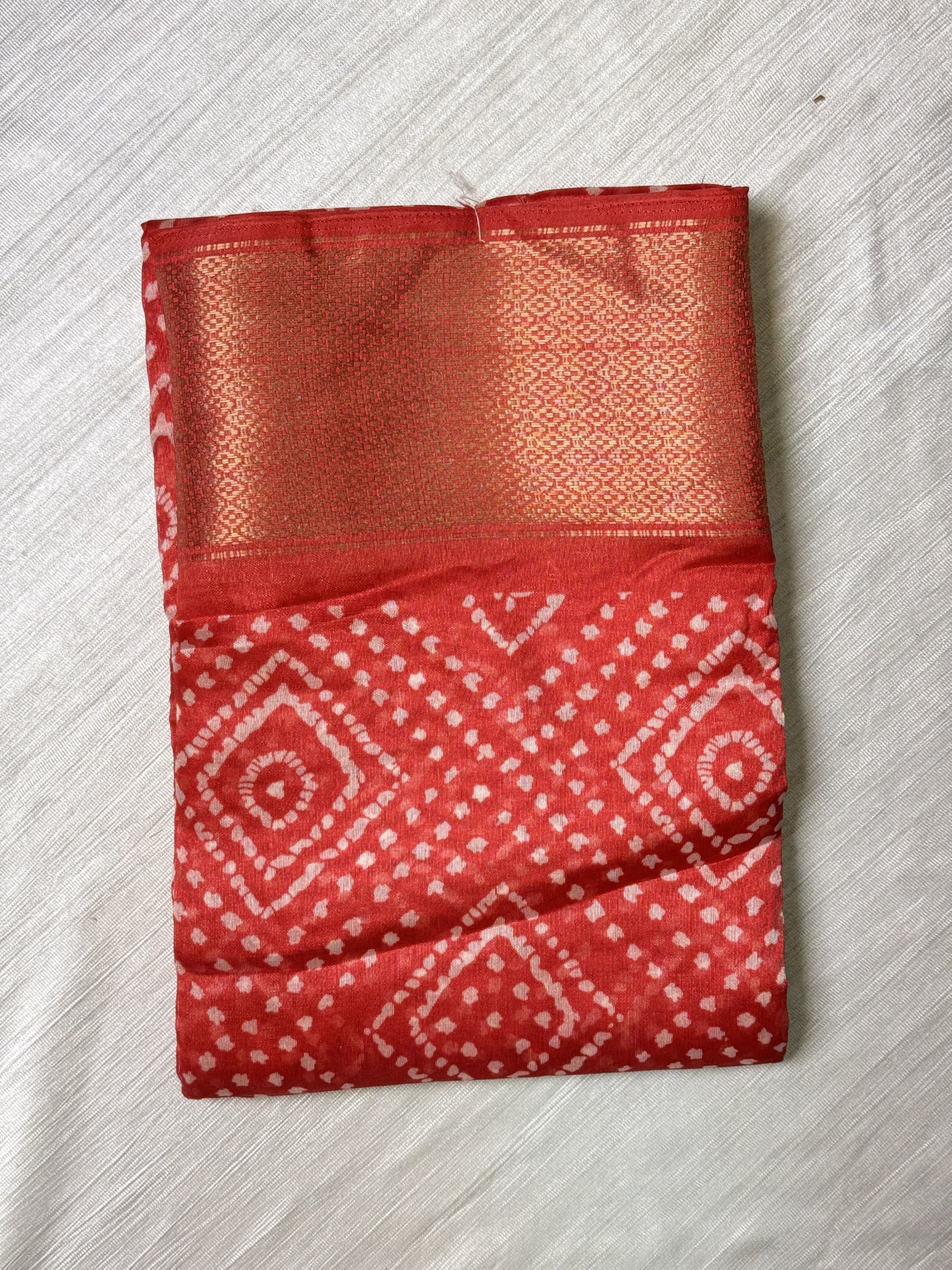 Tomato Pink Semi Cotton Saree