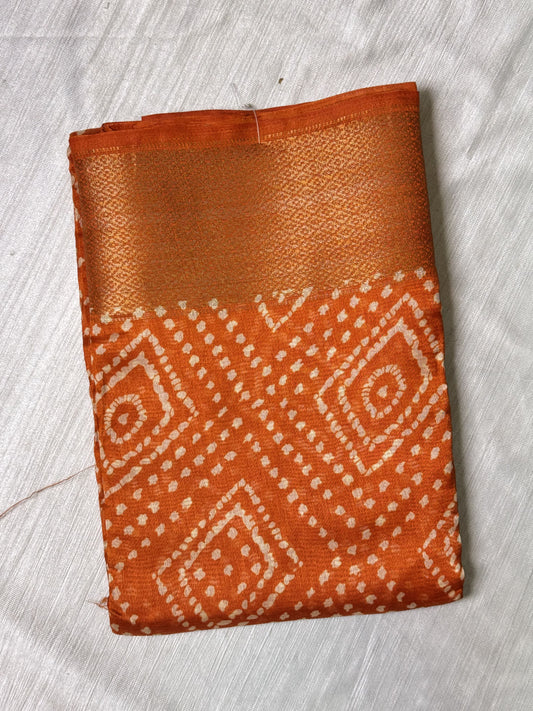 Orange Semi Cotton Saree