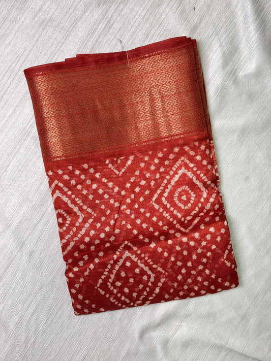 Red Semi Cotton Saree