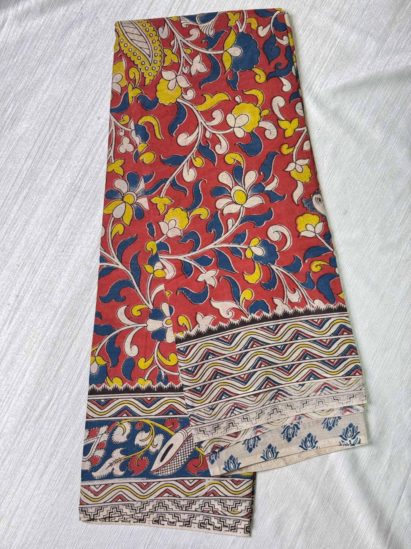 Meroon Kalamkari Silk Saree