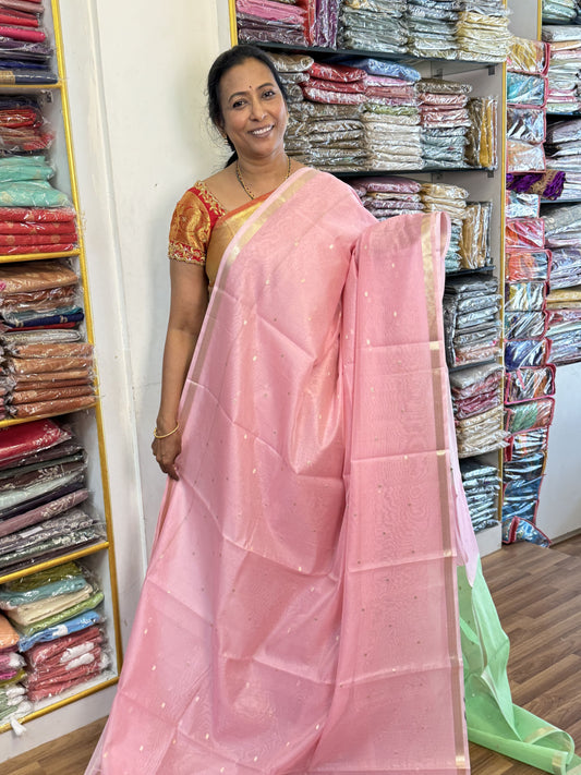 Light Pink Chanderi Cotton Saree