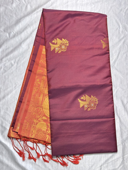 Brown Soft Silk Saree