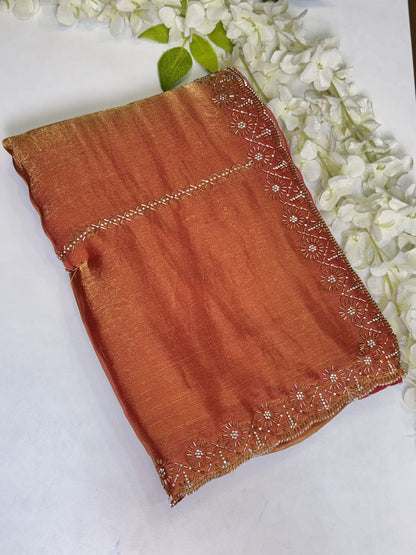 Orange Space Silk Designer Saree