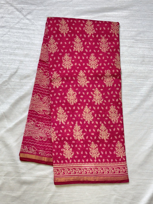 Pink Pure Cotton Saree