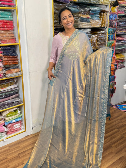 Blue Space Silk Designer Saree