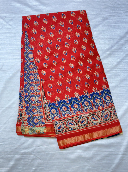 Red Pure Cotton Saree