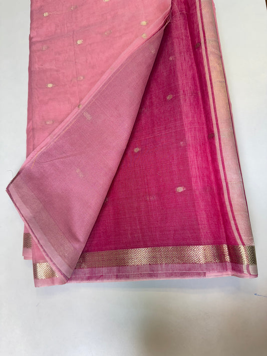 Light Pink, Dark Pink Pallu Chanderi Cotton Saree