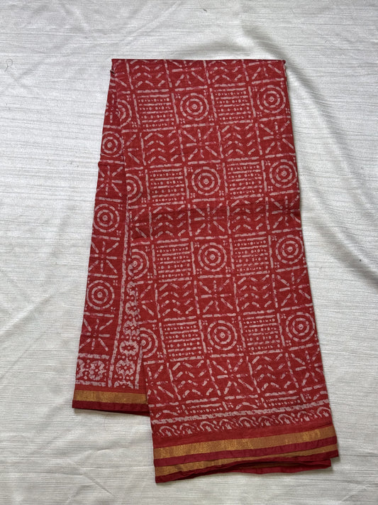 Meroon Pure Cotton Saree