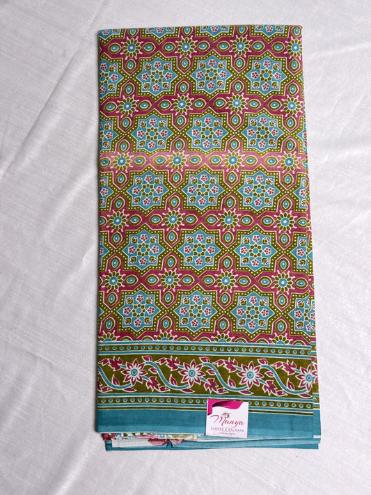 Rama Green Cotton Saree