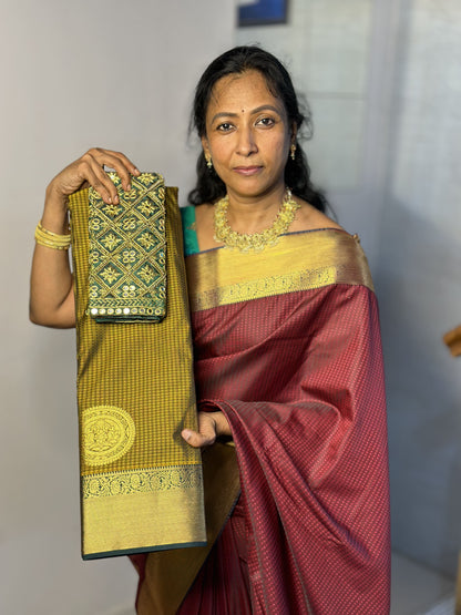 Mehendi Green Premium Semi Silk Saree with Work Blouse Combo