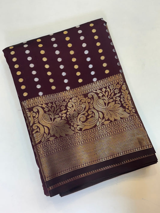 Coffee Powder Brown Soft Silk Saree