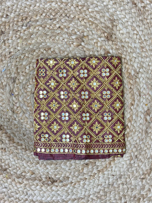 Brown Machine Work Blouse
