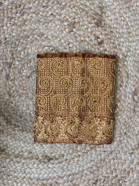 Brown Machine Work Blouse