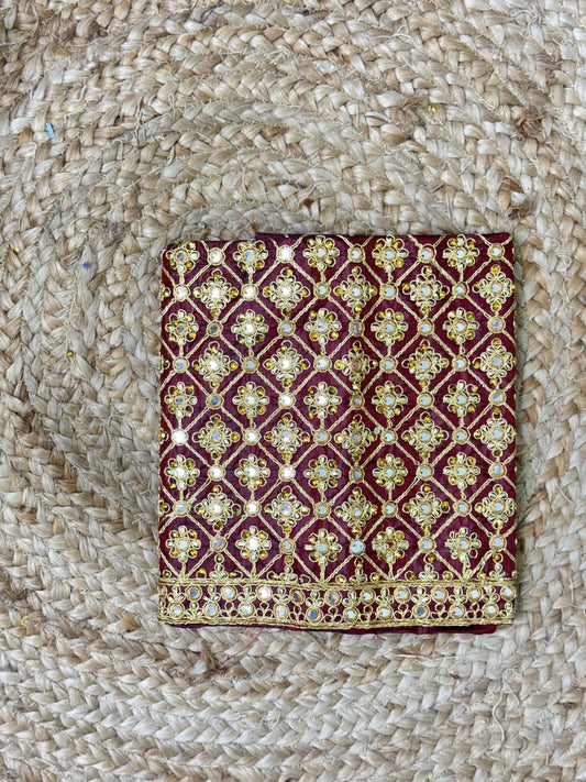 Brown Machine Work Blouse