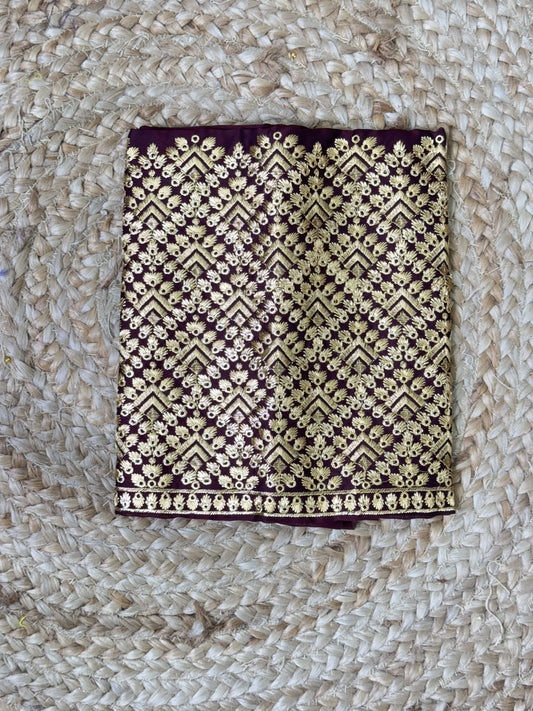 Brown Machine Work Blouse