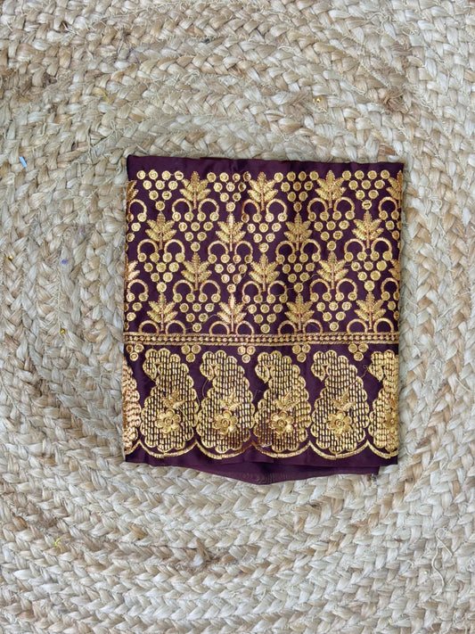 Brown Machine Work Blouse
