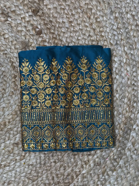Peacock Blue Machine Work Blouse