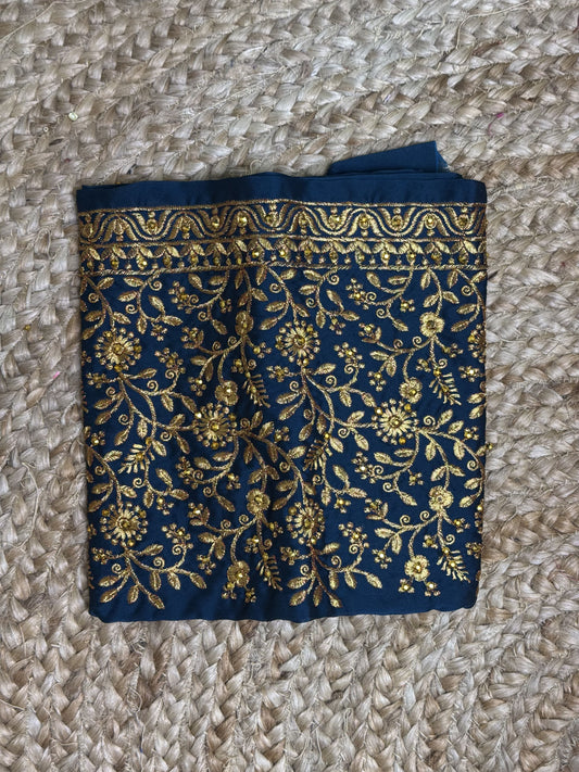Peacock Blue Machine Work Blouse