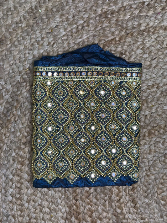 Peacock Blue Machine Work Blouse