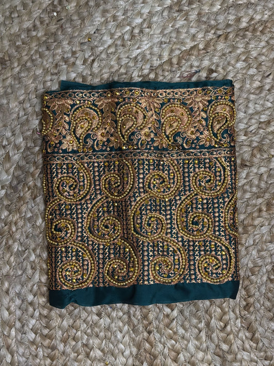 Peacock Green Machine Work Blouse
