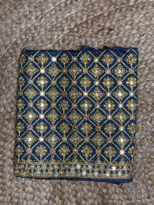 Peacock Blue Machine Work Blouse
