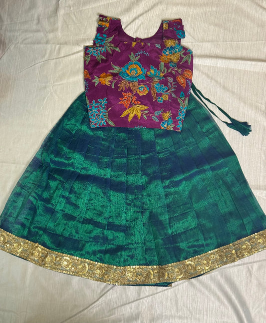 Purple & Peacock Green Baby Dress