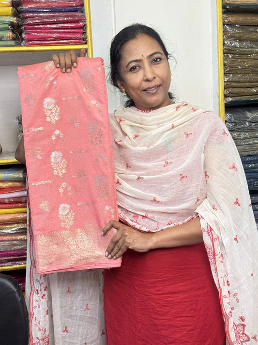 Light Pink Semi Dupion Saree
