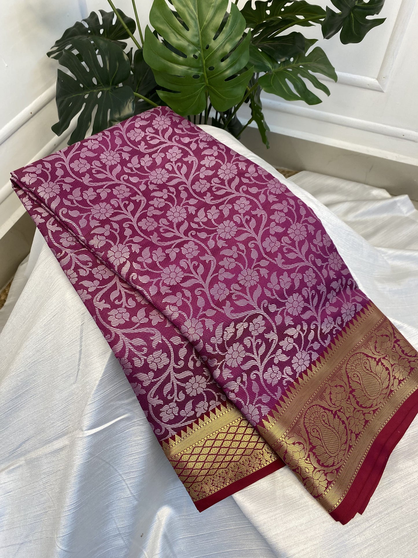 Purple Pink Tissue Saree