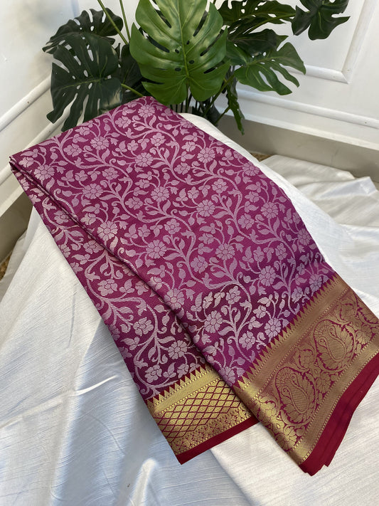 Purple Pink Tissue Saree