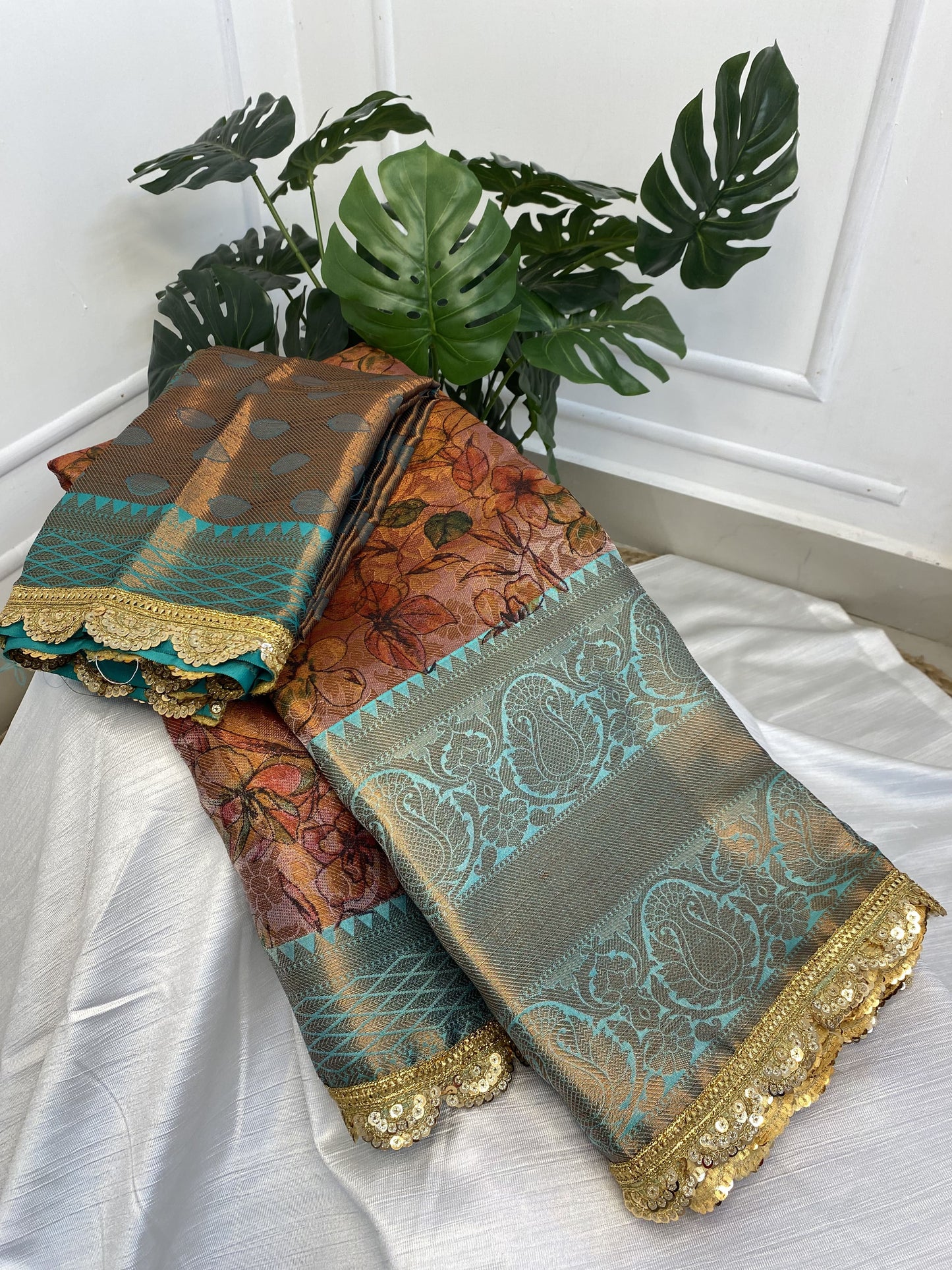 Brown Ramagreen Tissue Saree