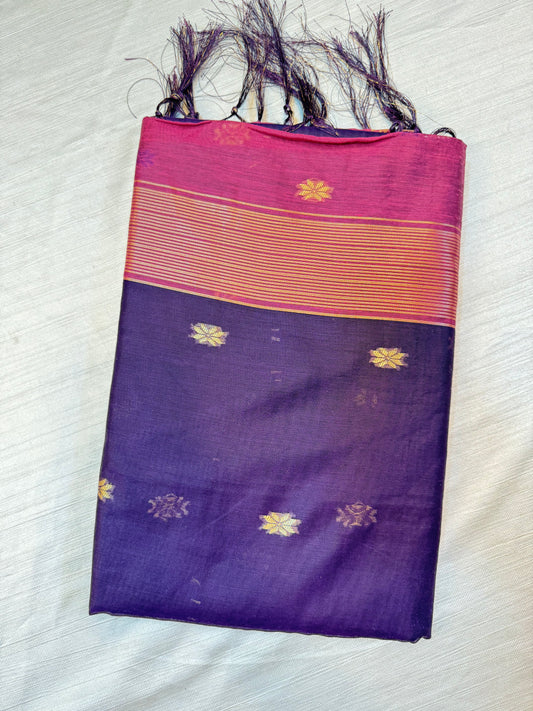 Wine Pink Cotton Saree
