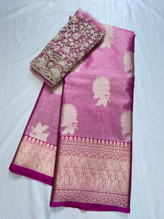 Pink Tissue Saree