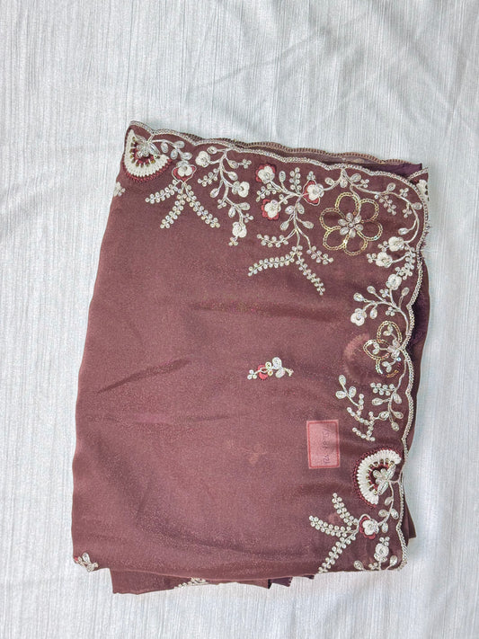 Purple Mauve Designer Saree with work blouse